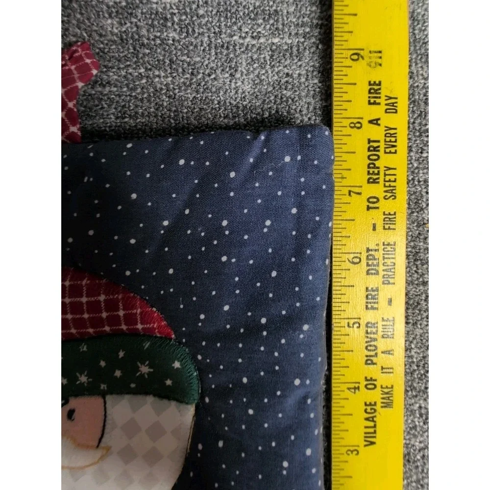 Quilted Christmas Pot Holder Moon Santa Appliqué Blue Star Country Farmhouse‎